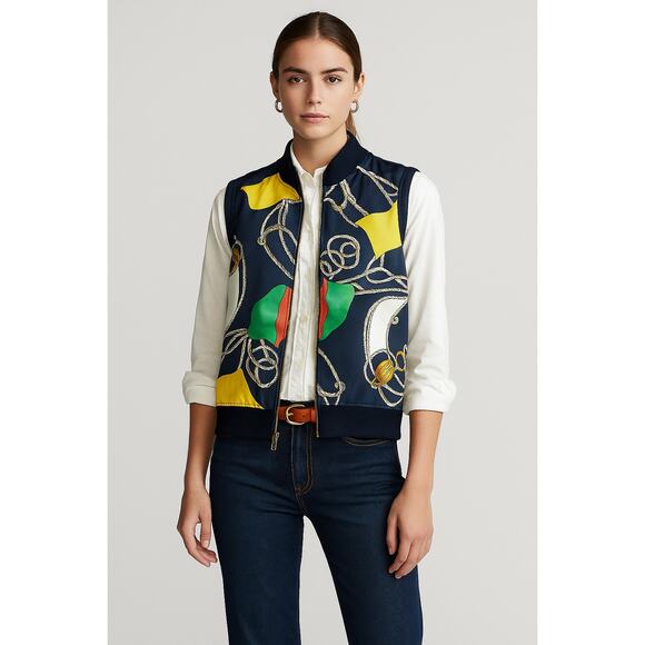 Ralph Lauren Jackets & Blazers - Vintage Ralph Lauren Silk Nautical Flag Print Scarf Vest Medium Colorful Preppy